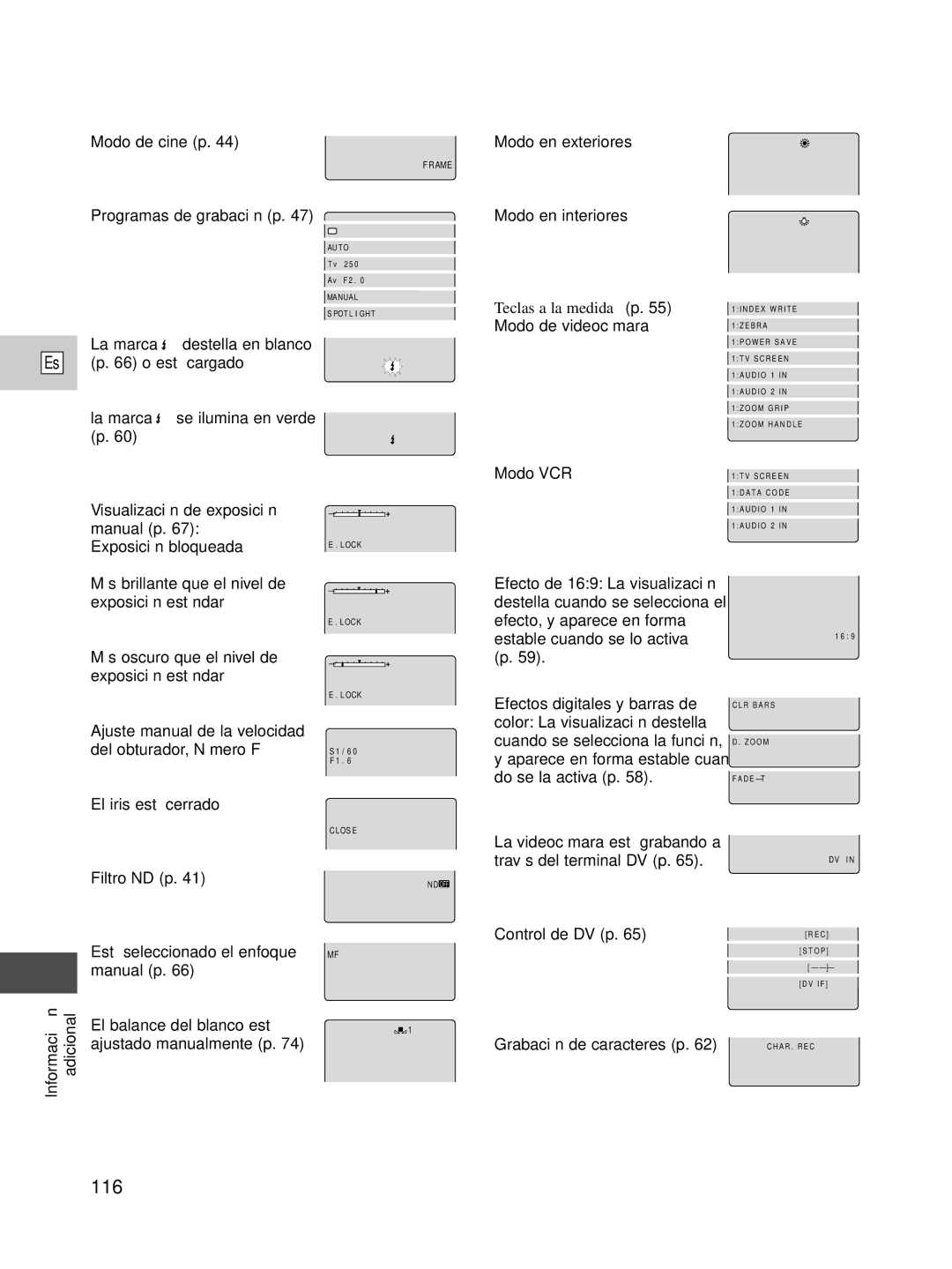 Canon XL1S instruction manual 116, Teclas a la medida p 