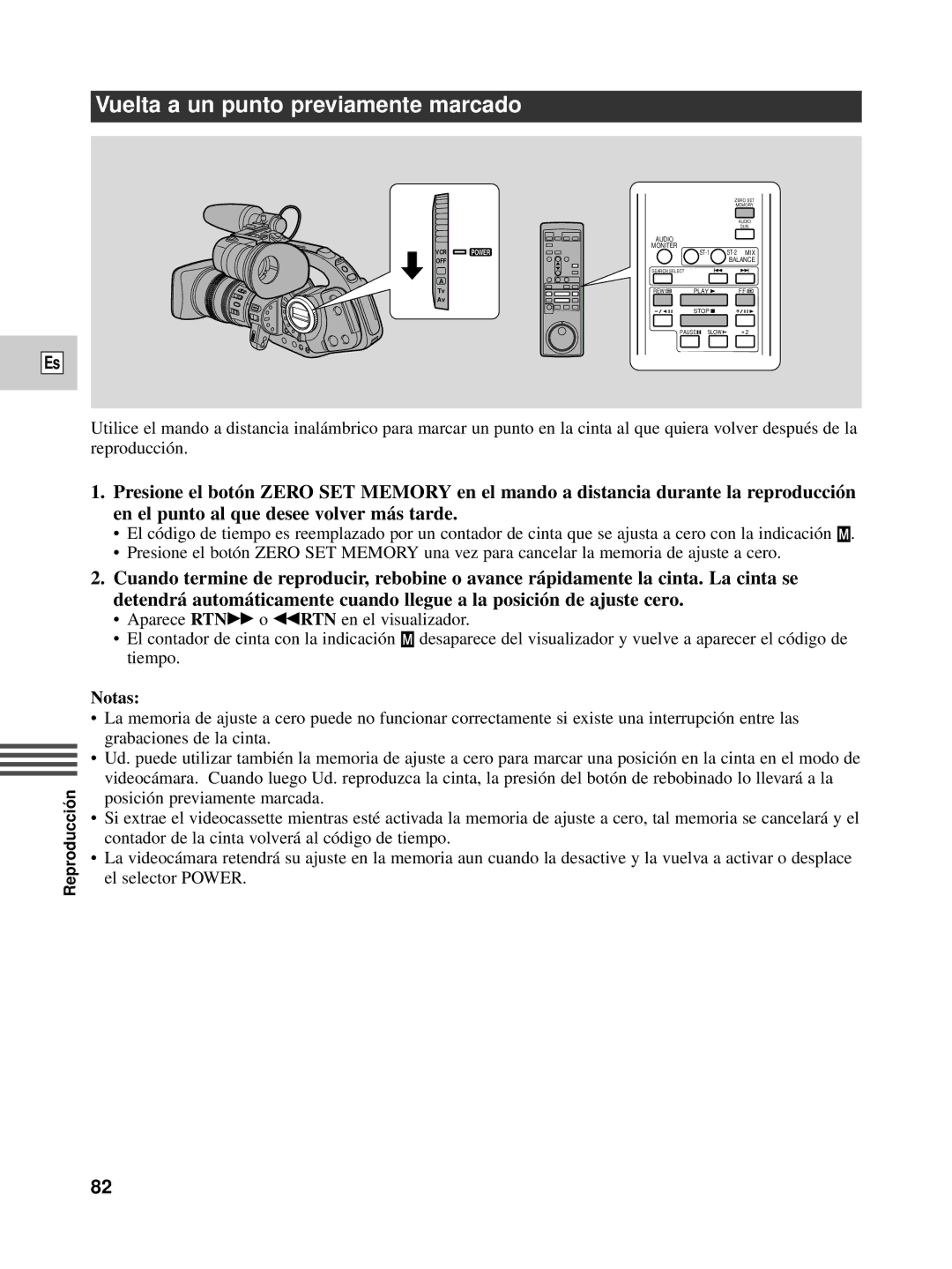 Canon XL1S instruction manual Vuelta a un punto previamente marcado 