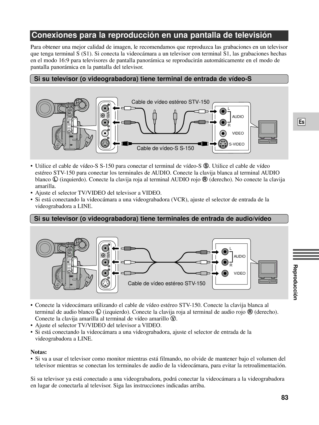 Canon XL1S instruction manual Cable de vídeo estéreo STV-150 