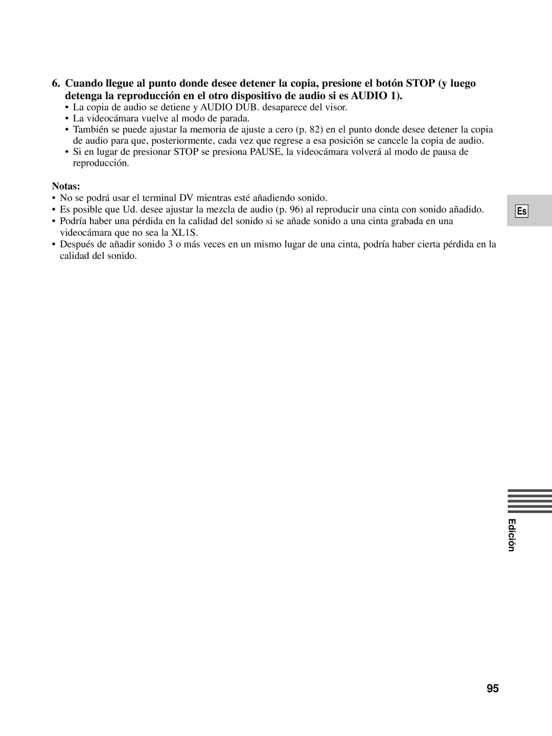 Canon XL1S instruction manual Notas 