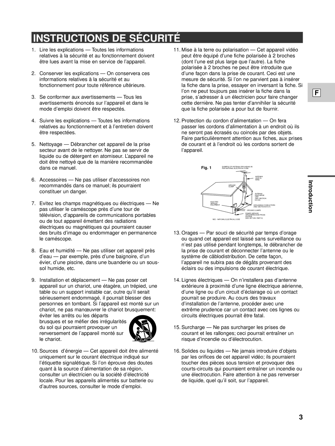 Canon XL1S instruction manual Instructions DE SÉ Curité 