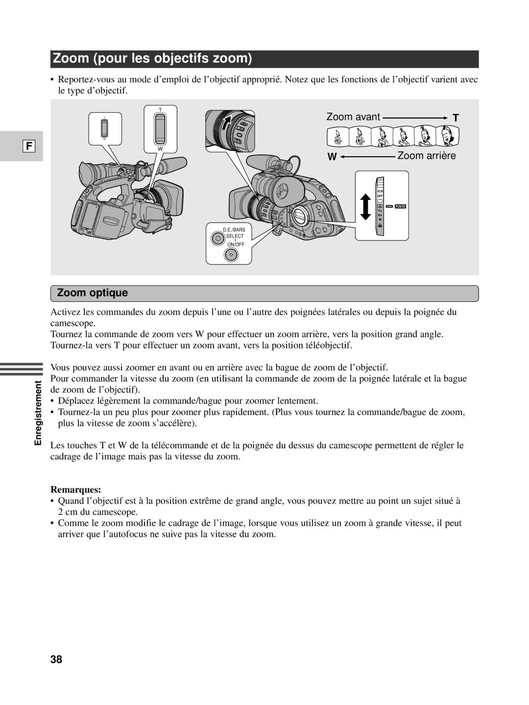 Canon XL1S instruction manual Zoom pour les objectifs zoom, Zoom optique 