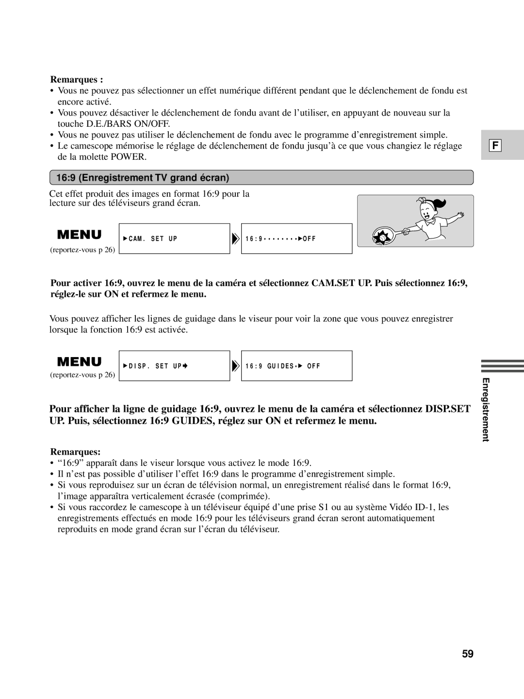 Canon XL1S instruction manual Enregistrement TV grand é cran 