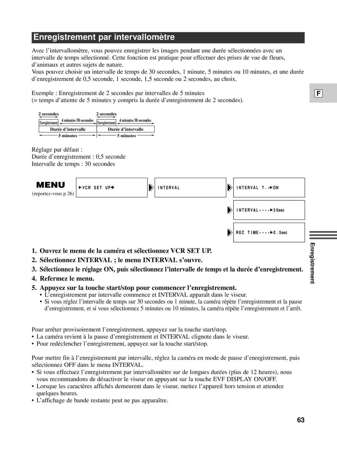 Canon XL1S instruction manual Enregistrement par intervallomè tre 