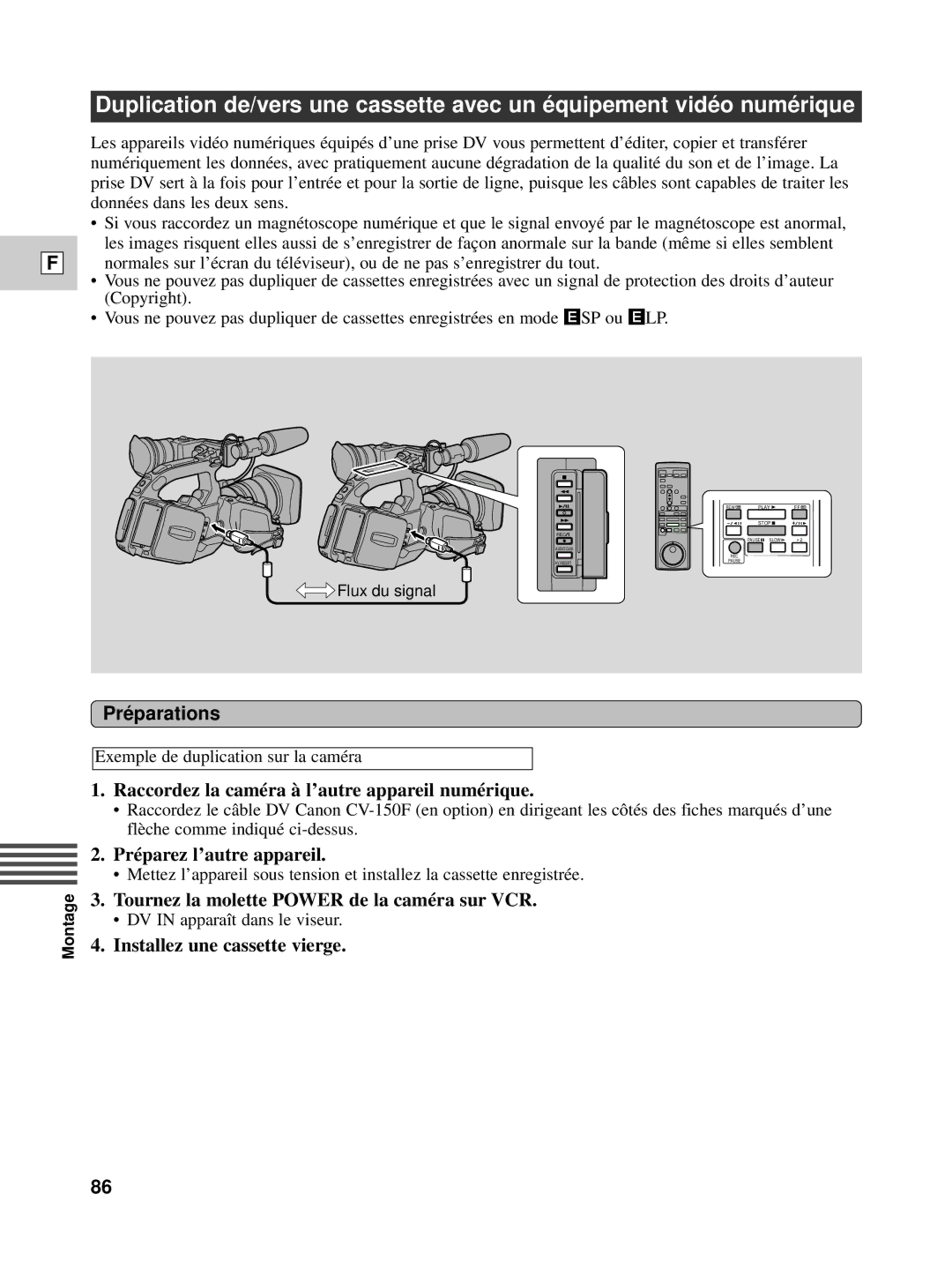 Canon XL1S instruction manual Préparations, Raccordez la caméra à l’autre appareil numérique, Préparez l’autre appareil 