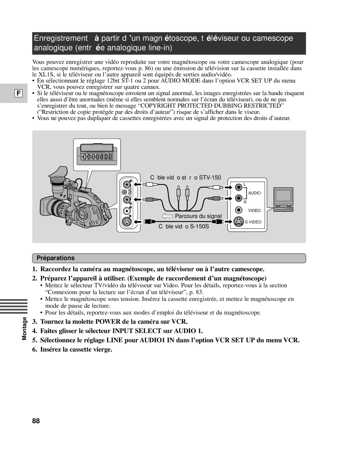 Canon XL1S instruction manual Préparations 