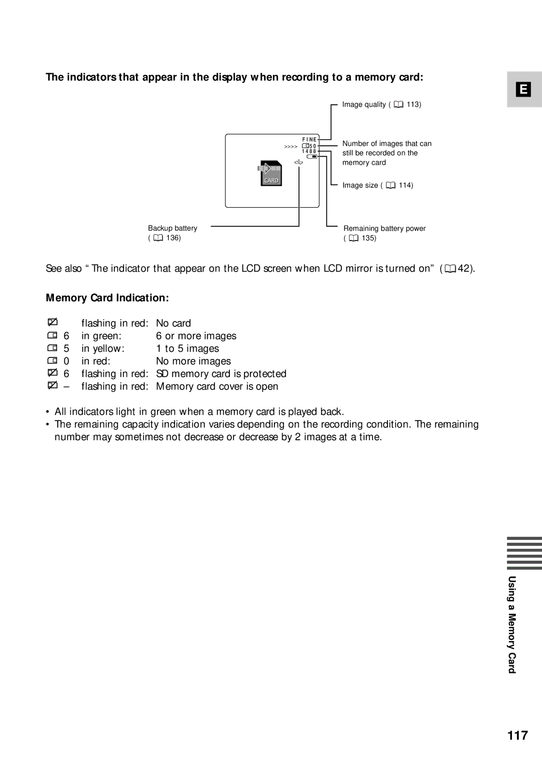 Canon XM2 PAL instruction manual 117, Memory Card Indication 