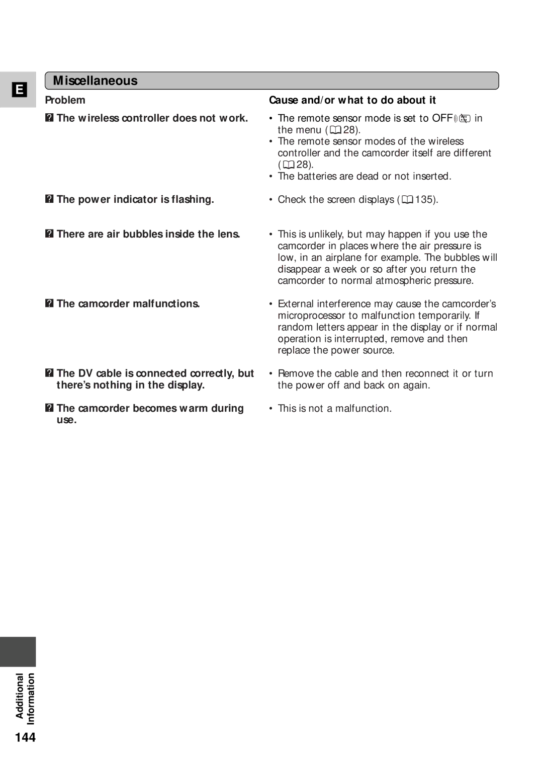 Canon XM2 PAL instruction manual Miscellaneous, 144 