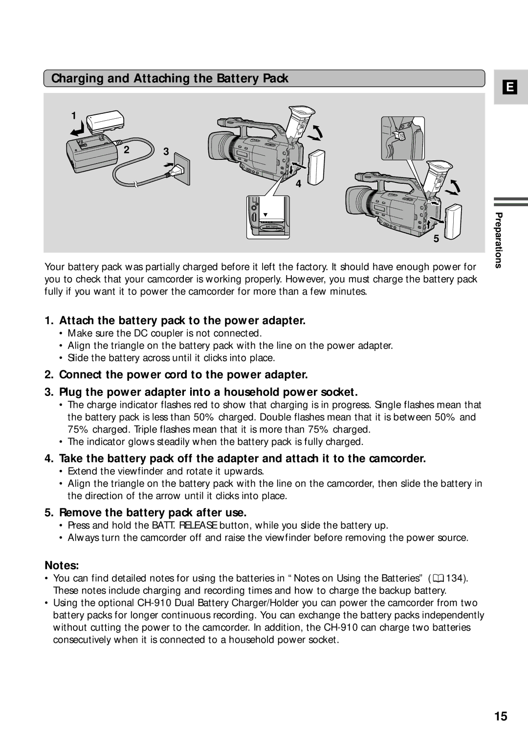 Canon XM2 PAL instruction manual Charging and Attaching the Battery Pack, Attach the battery pack to the power adapter 