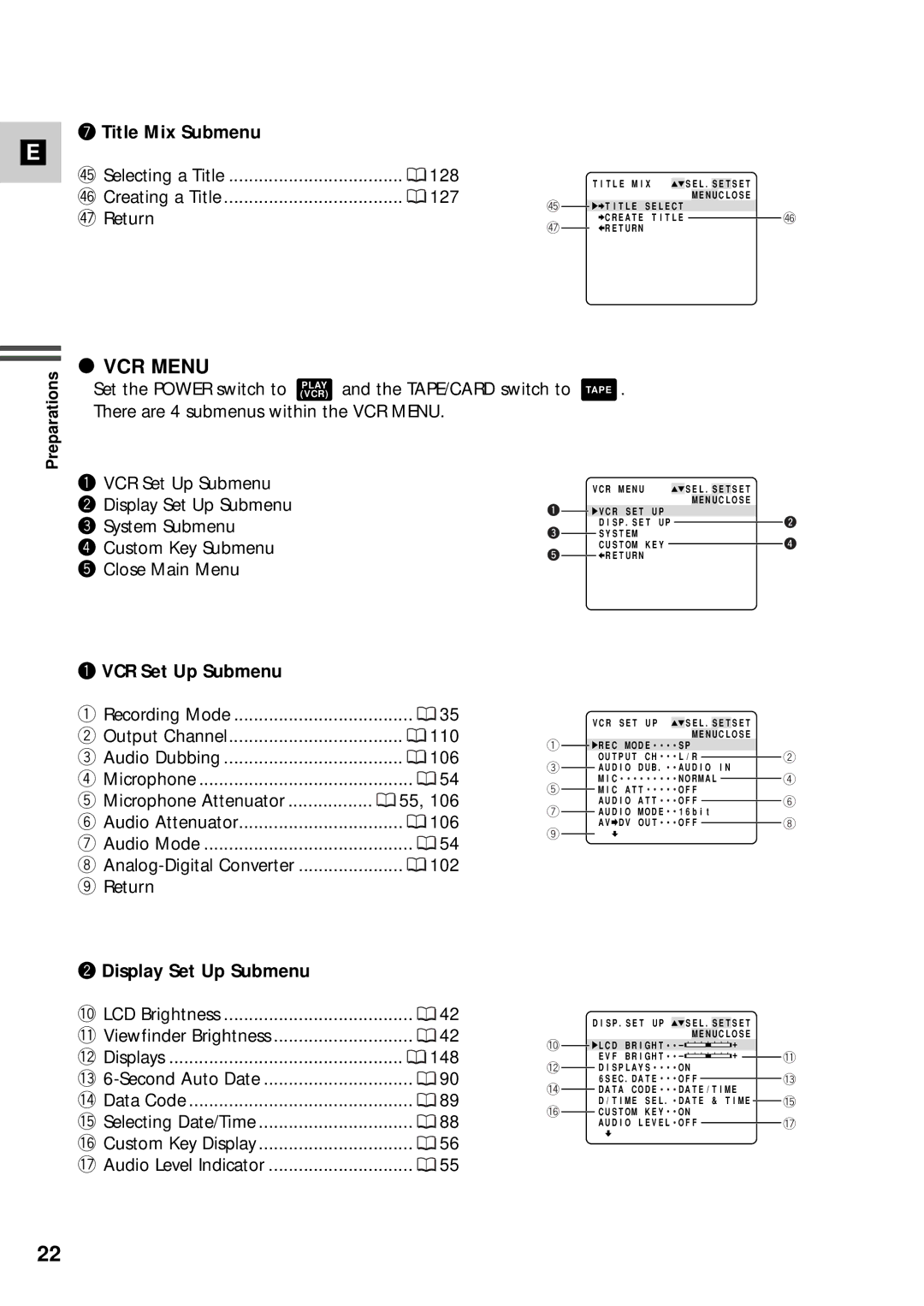 Canon XM2 PAL instruction manual VCR Menu, Title Mix Submenu 