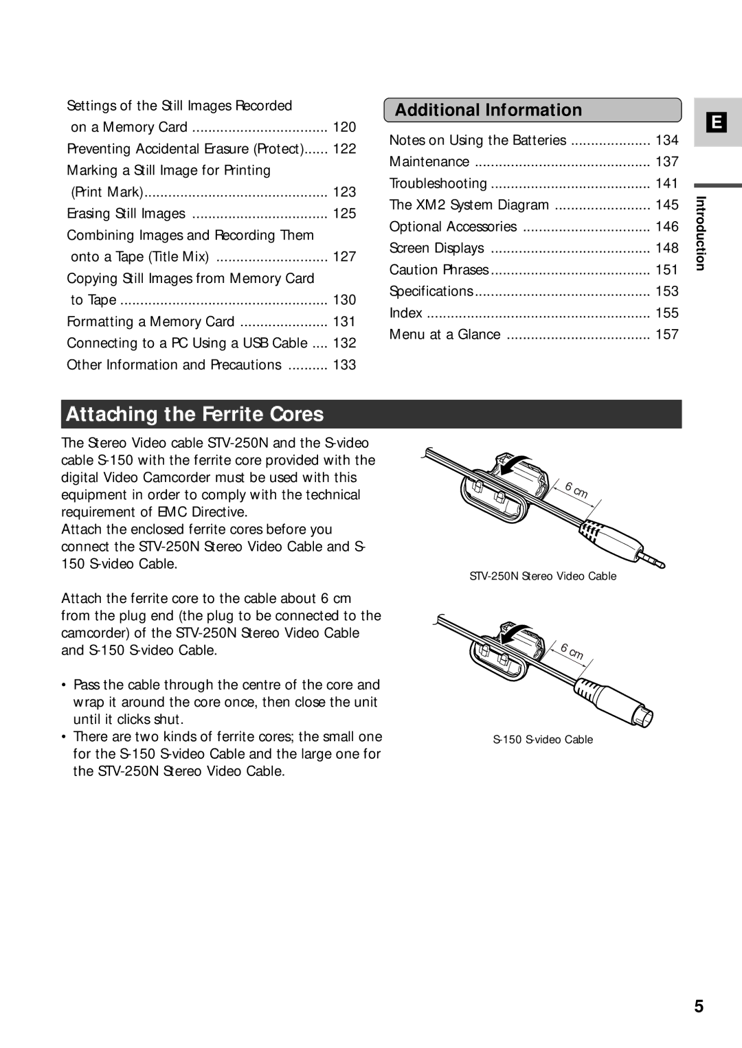 Canon XM2 PAL instruction manual Attaching the Ferrite Cores, Additional Information 