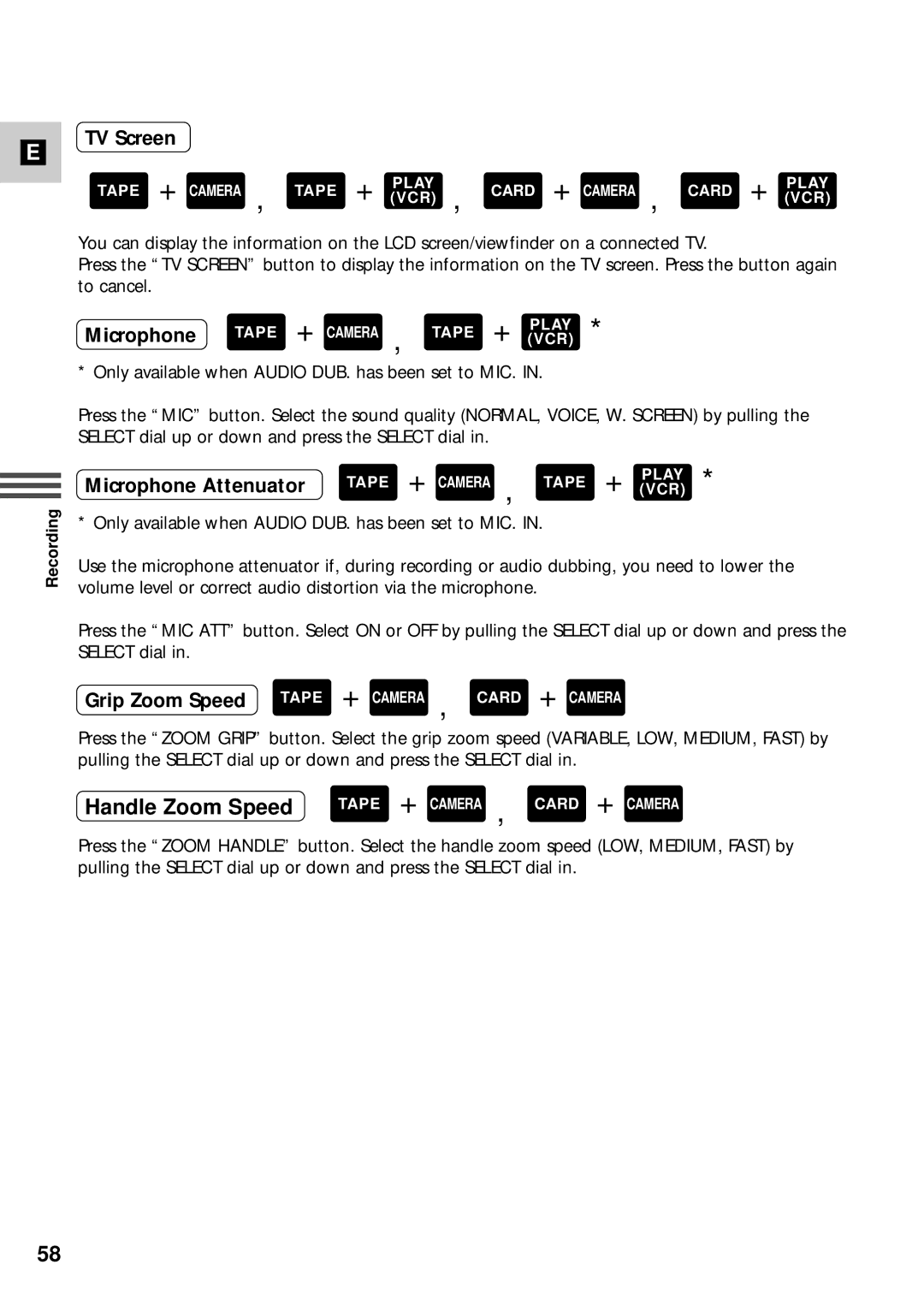 Canon XM2 PAL instruction manual TV Screen, Microphone 