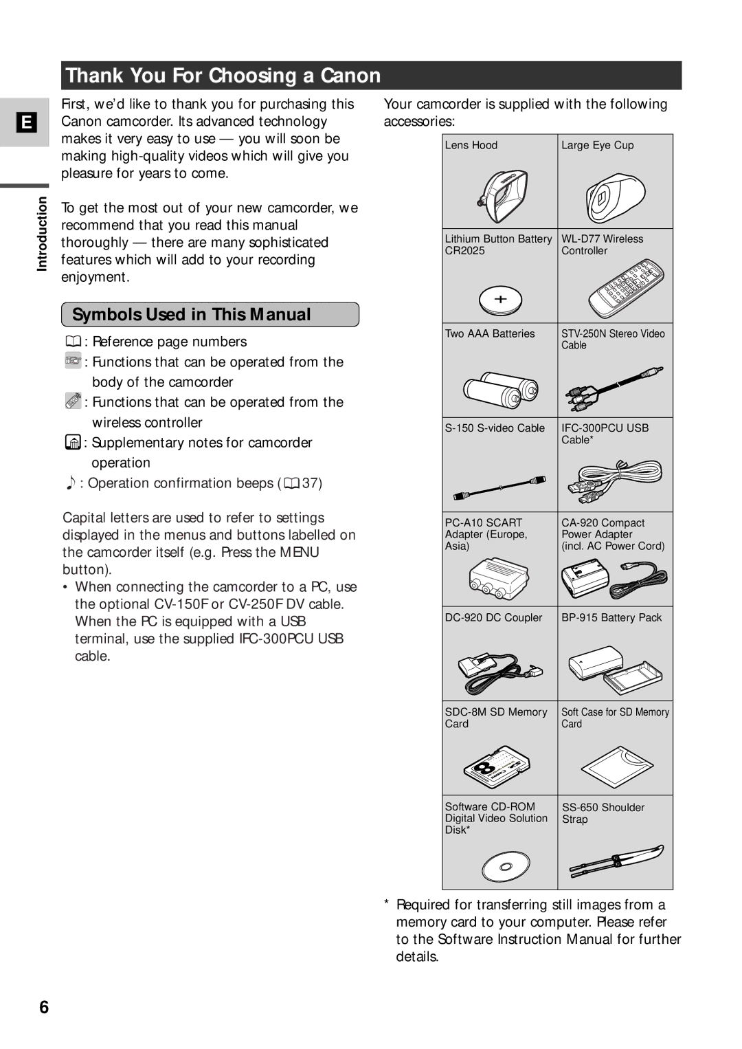 Canon XM2 PAL instruction manual Thank You For Choosing a Canon, Symbols Used in This Manual 