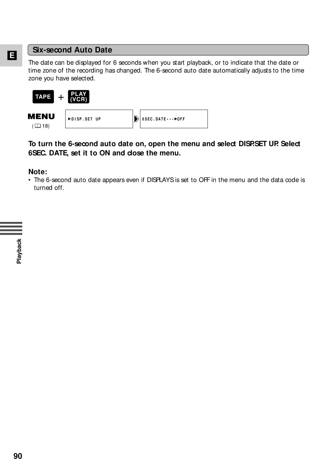 Canon XM2 PAL instruction manual Six-second Auto Date 