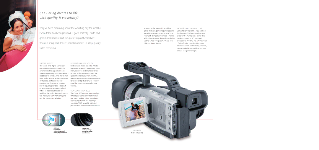 Canon XM2 manual Superb Quality, Inspirational Versatility, NEW Generation 3CCD, YOU can 