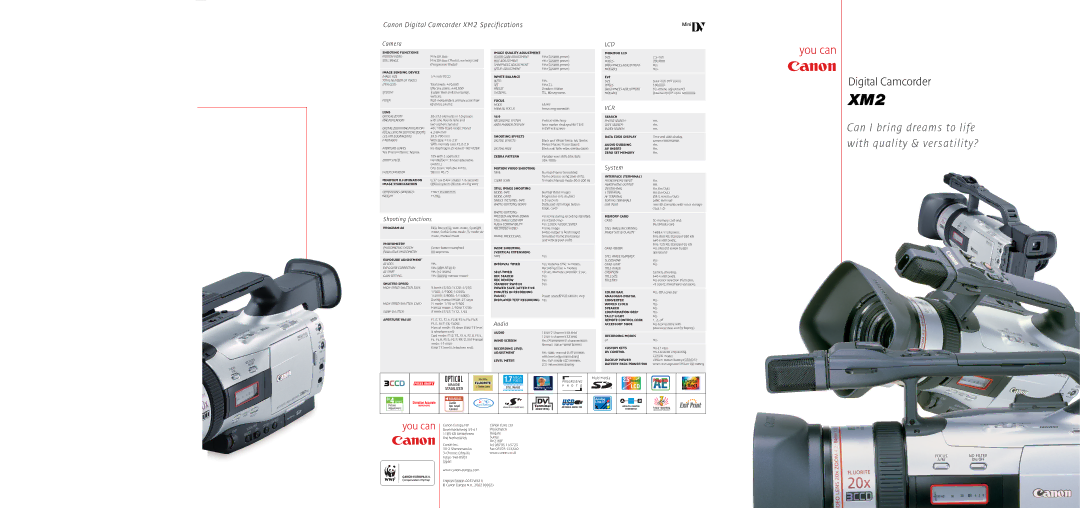 Canon XM2 manual Digital Camcorder 