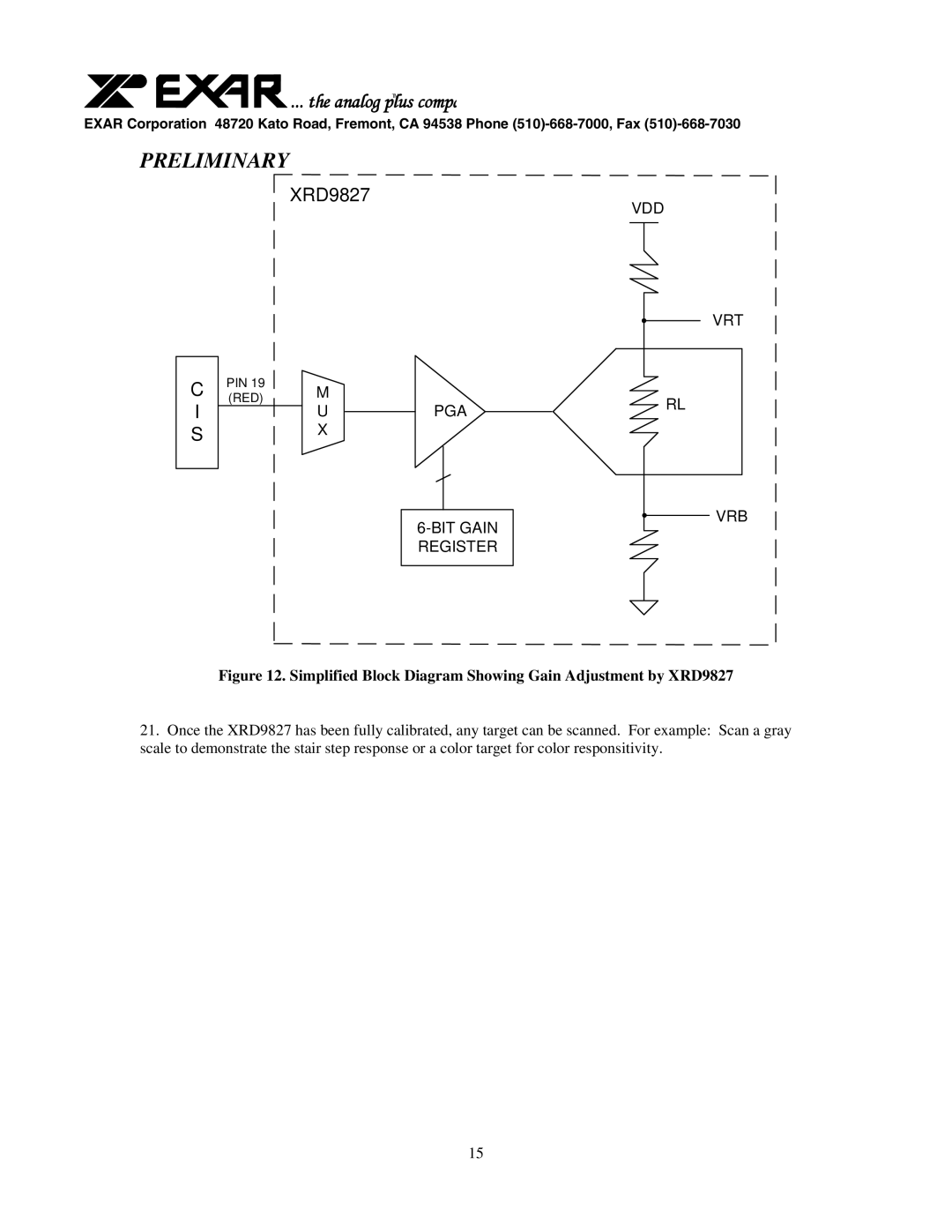 Canon XRD9827REF user manual Simplified Block Diagram Showing Gain Adjustment by XRD9827 