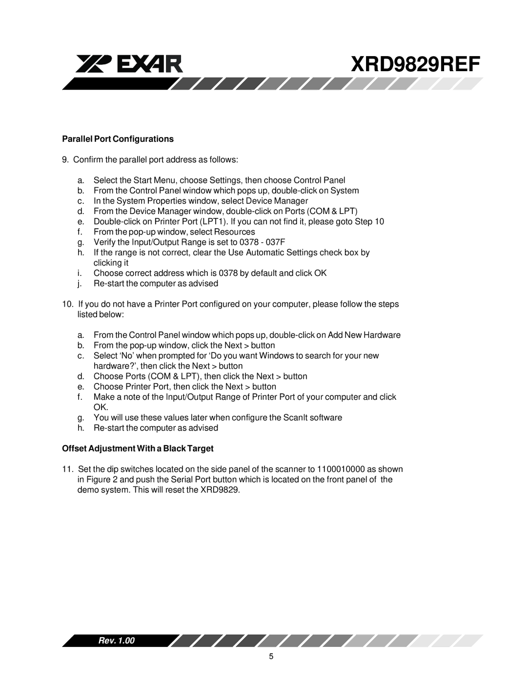 Canon XRD9829REF user manual Parallel Port Configurations 