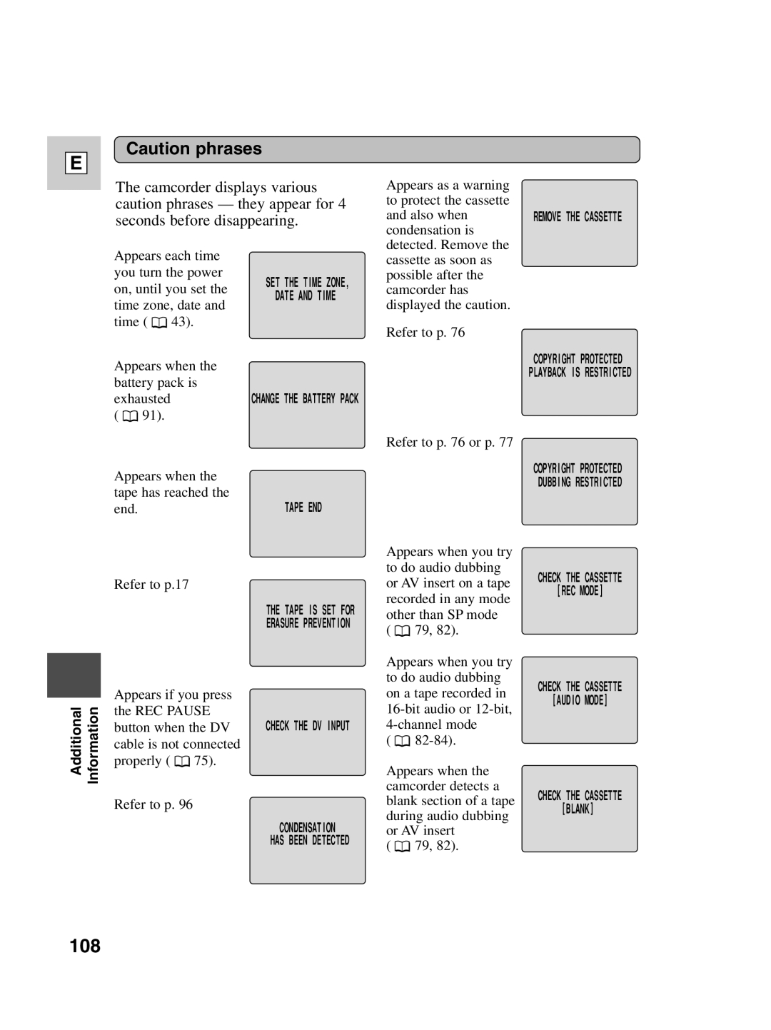 Canon ZR20 instruction manual 108 