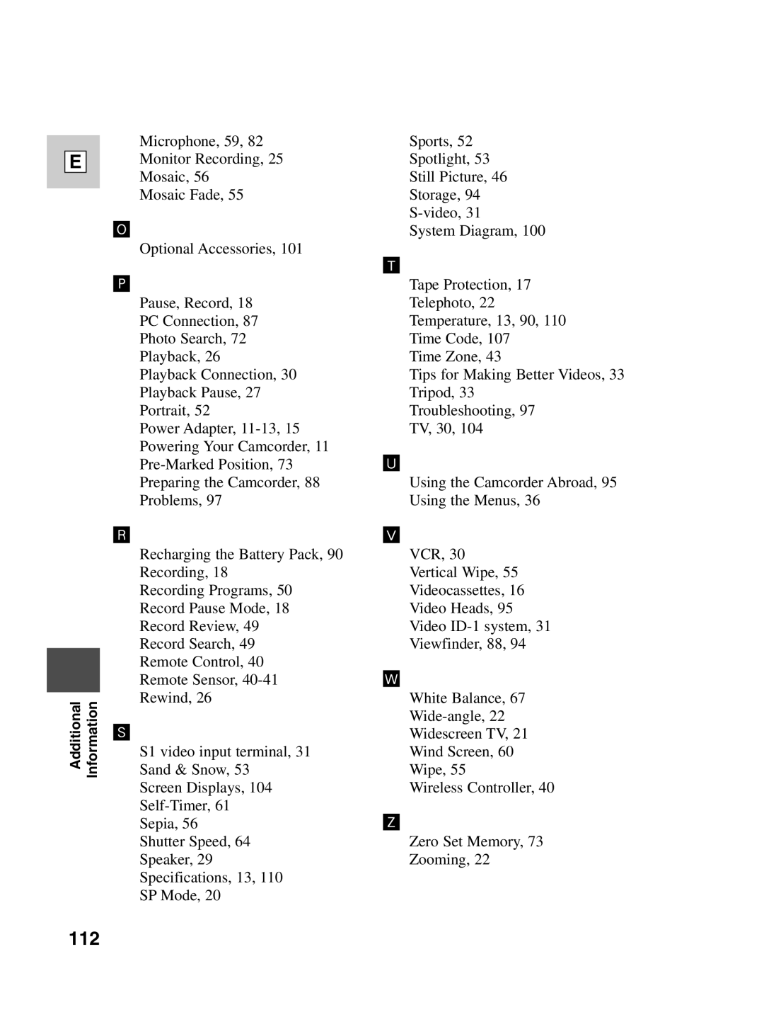 Canon ZR20 instruction manual 112 