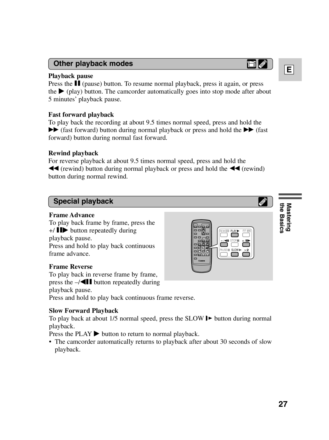 Canon ZR20 instruction manual Other playback modes, Special playback 