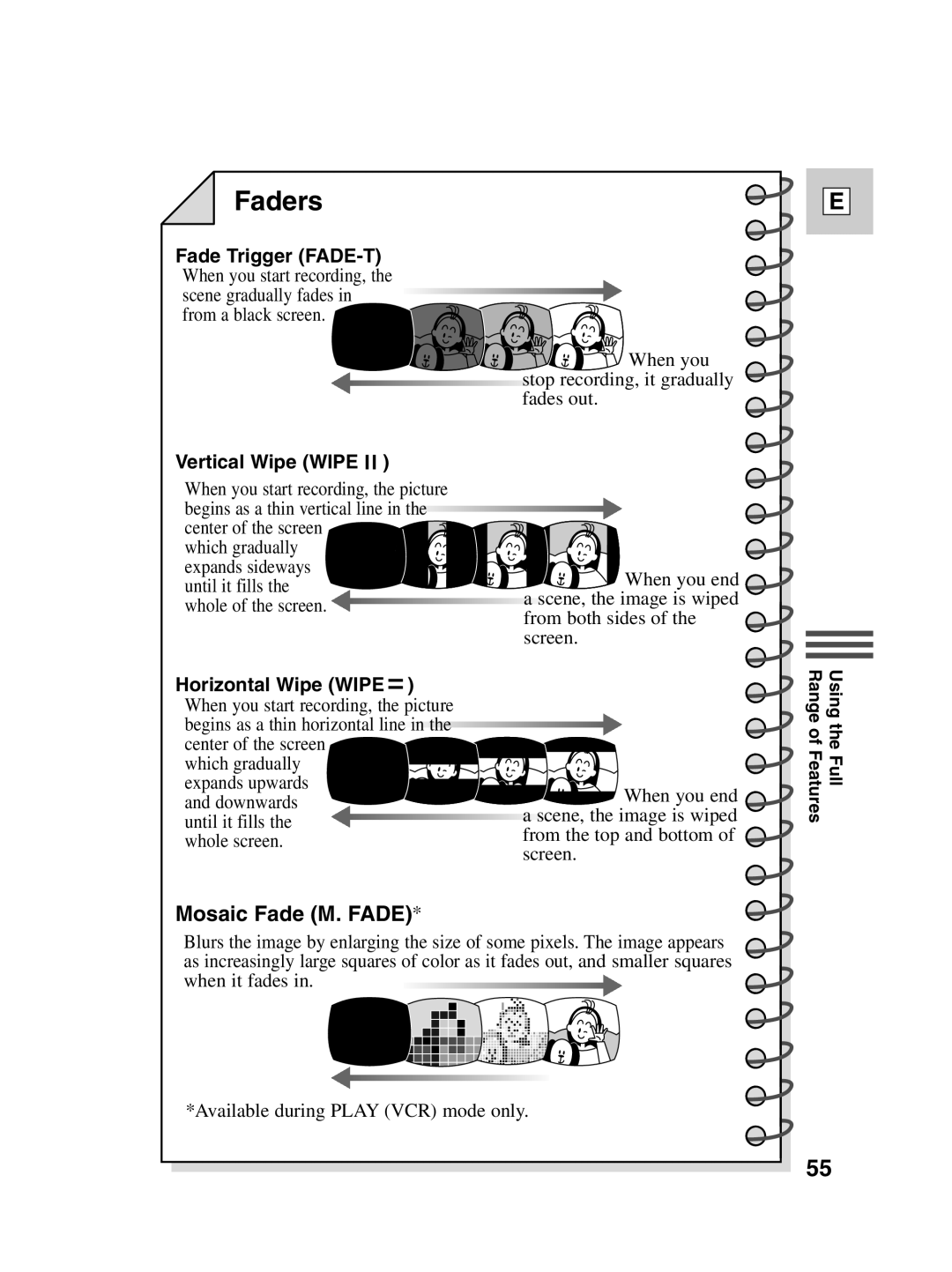 Canon ZR20 instruction manual Faders, Mosaic Fade M. Fade 