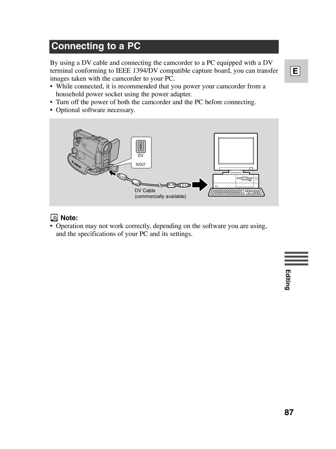 Canon ZR20 instruction manual Connecting to a PC 