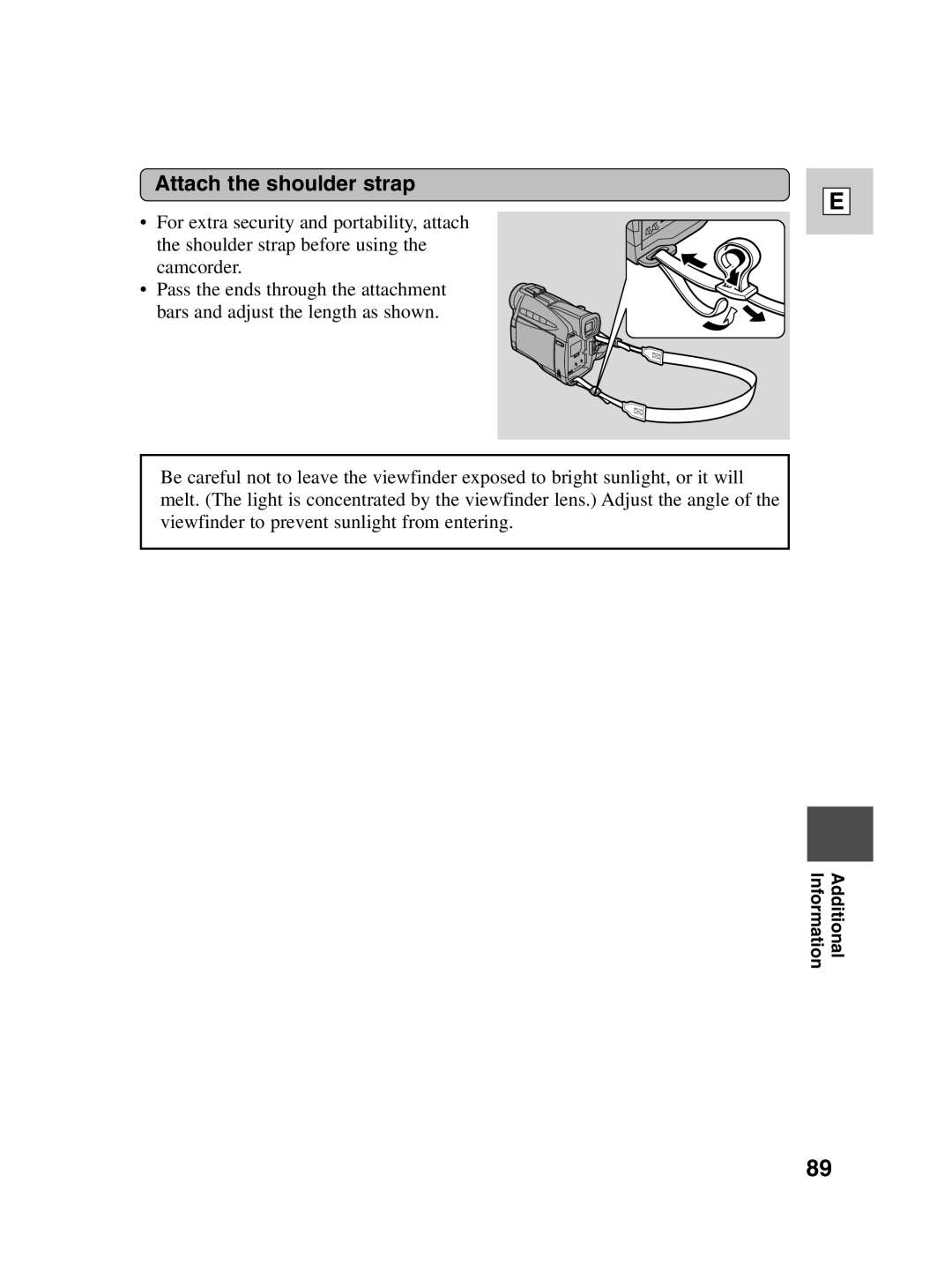 Canon ZR20 instruction manual Attach the shoulder strap 