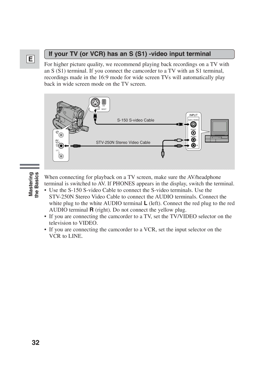 Canon ZR25 MC instruction manual If your TV or VCR has an S S1 -video input terminal 