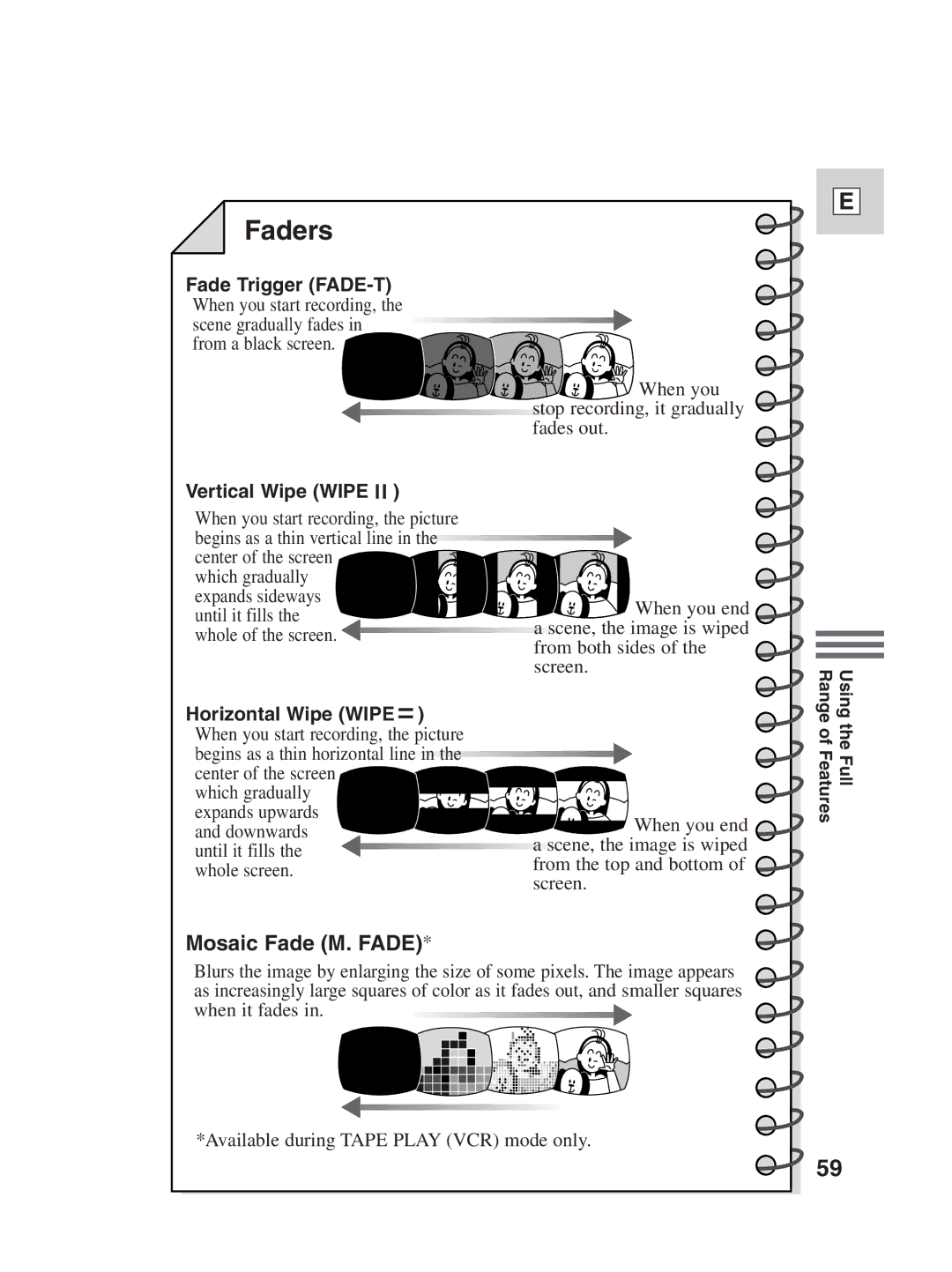 Canon ZR25 MC instruction manual Faders, Mosaic Fade M. Fade 