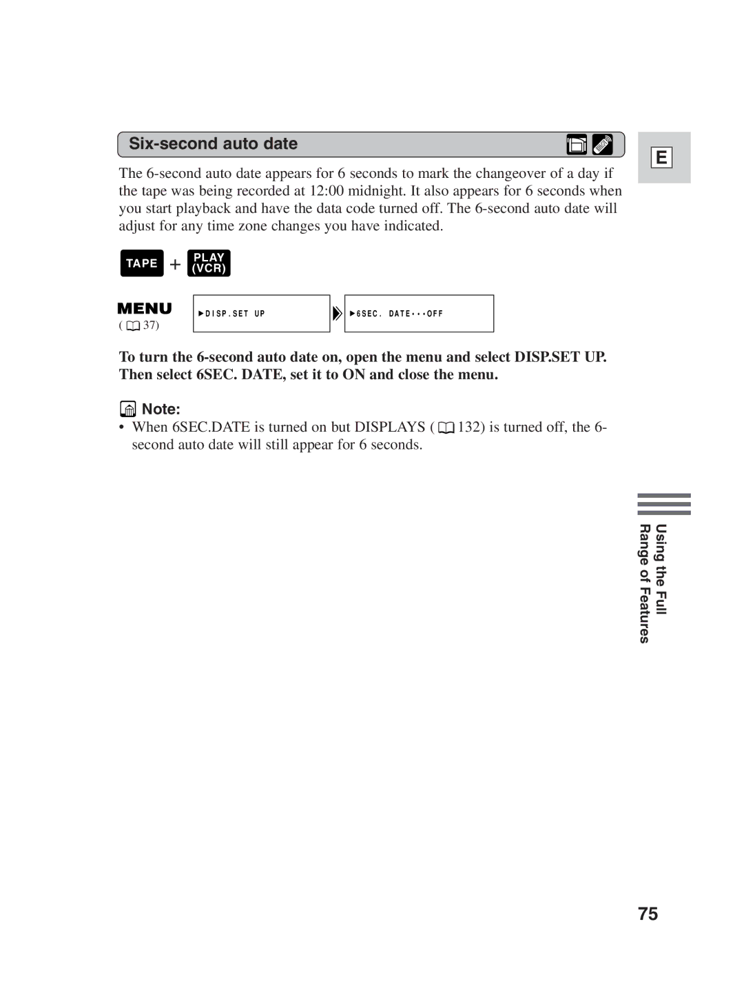 Canon ZR25 MC instruction manual Six-second auto date 