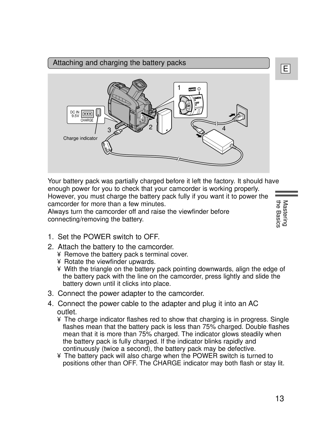 Canon ZR30 MC instruction manual Attaching and charging the battery packs 