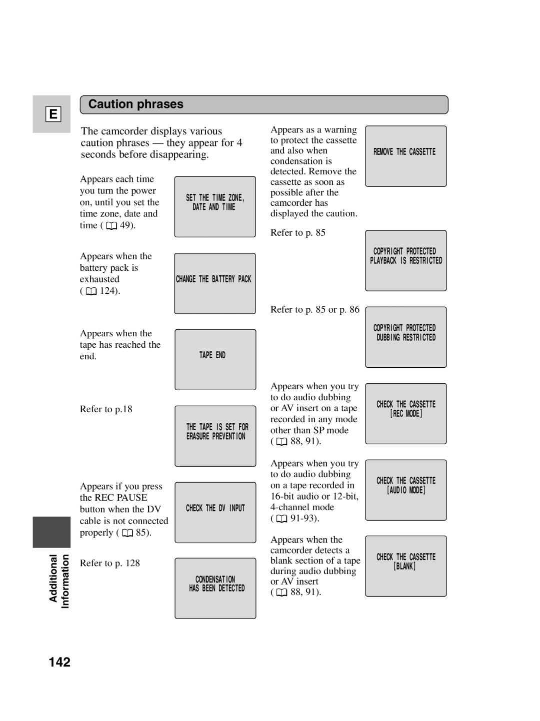 Canon ZR30 MC instruction manual 142, Refer to p.18 