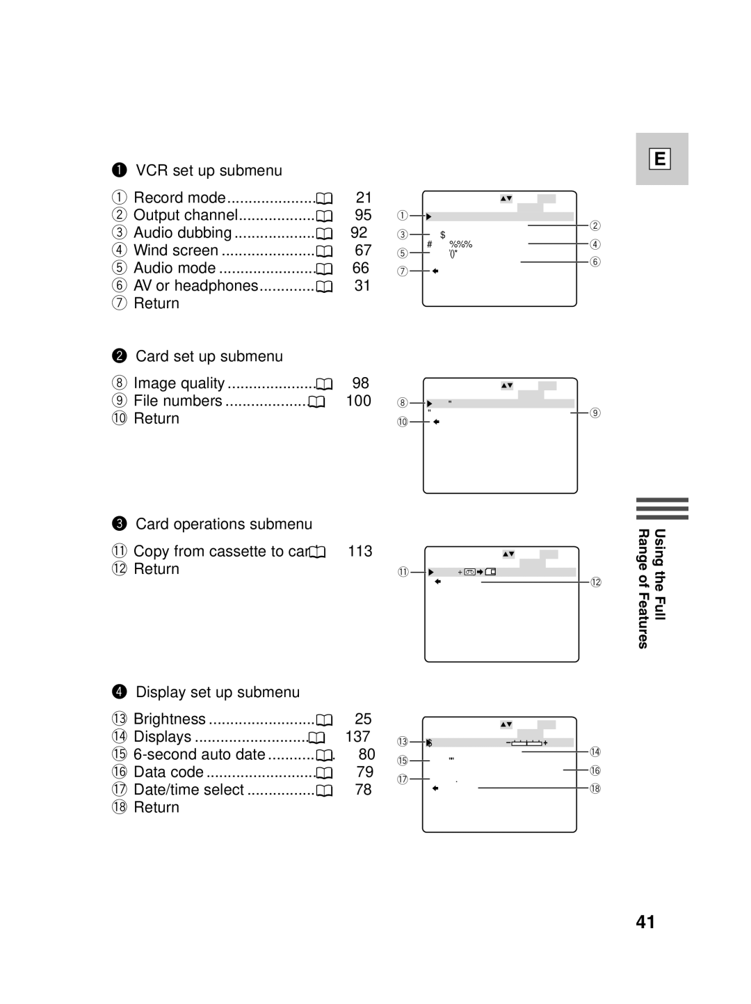 Canon ZR30 MC instruction manual Card set up submenu, Card operations submenu 