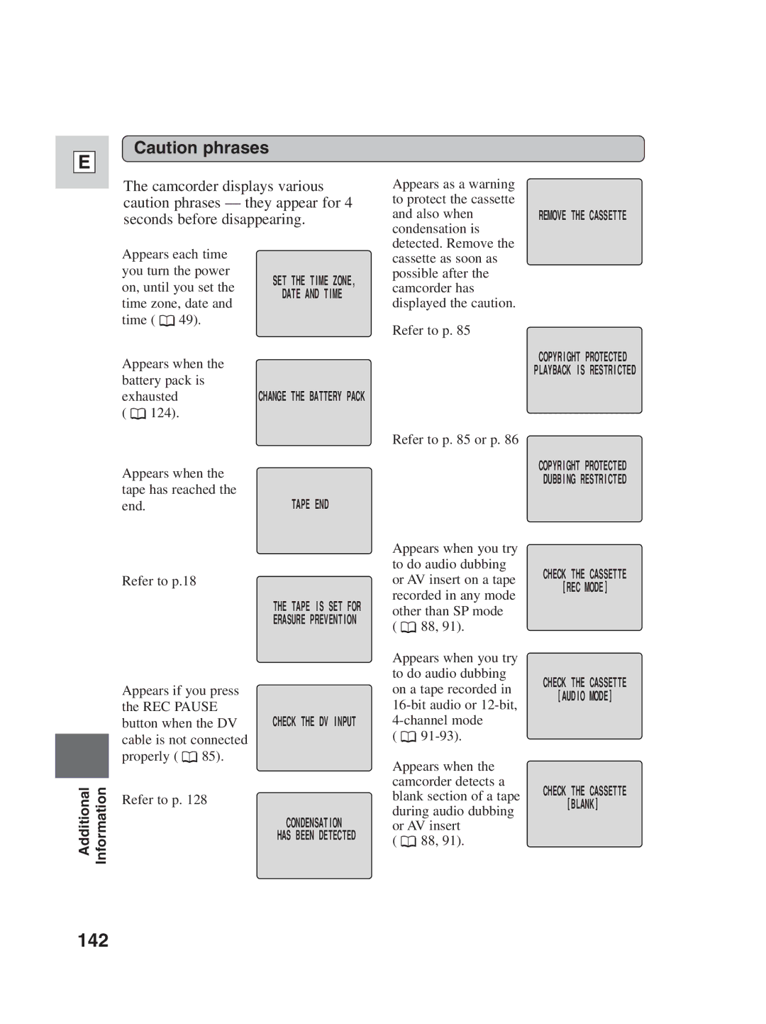 Canon ZR30MC instruction manual 142, Refer to p.18 