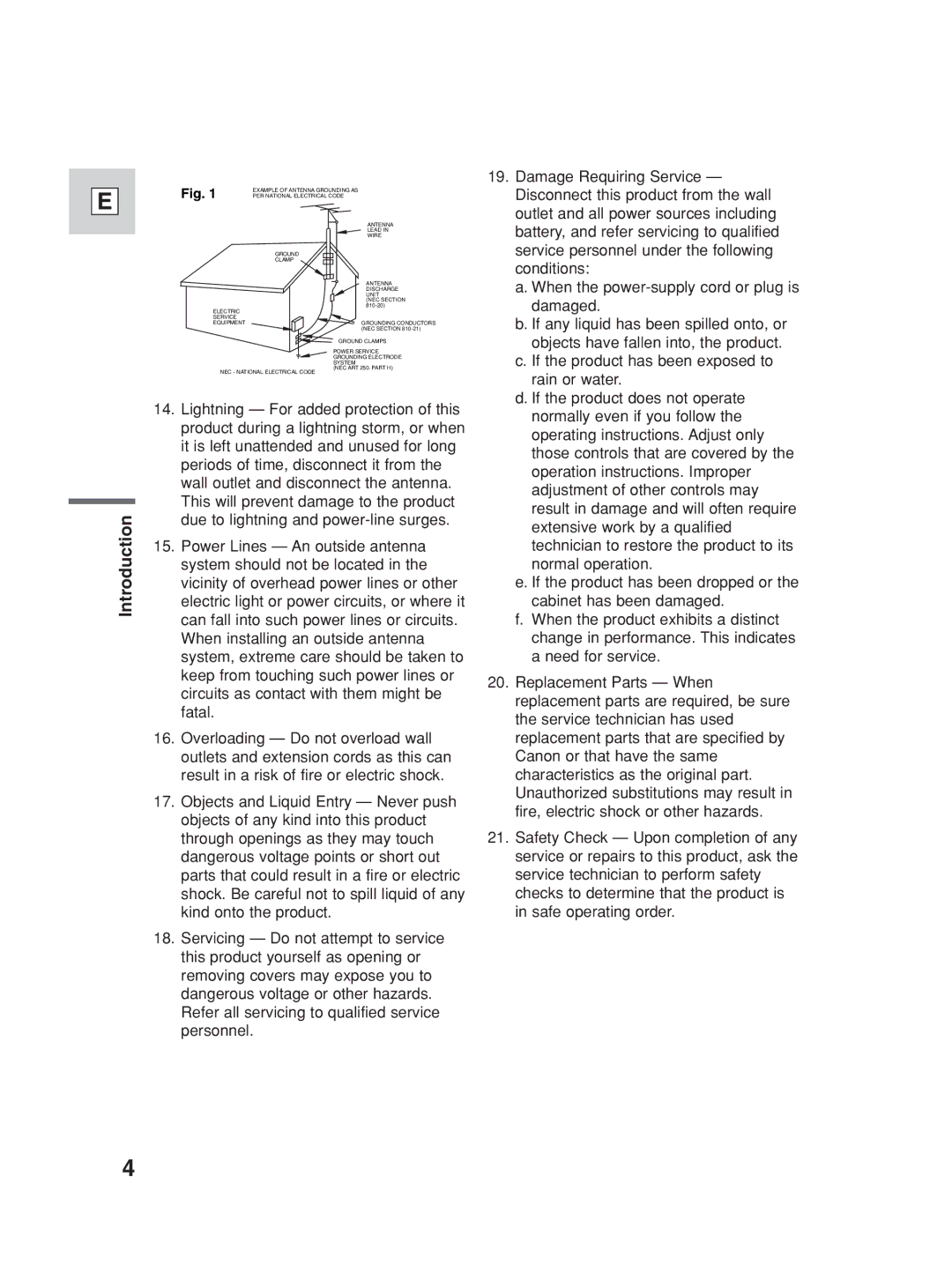 Canon ZR30MC instruction manual Example of Antenna Grounding AS 