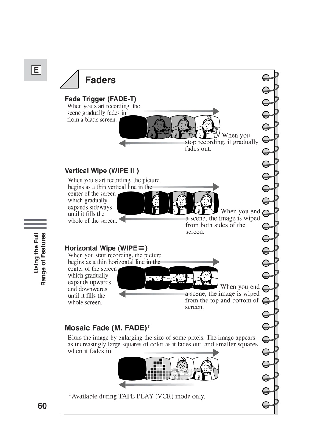 Canon ZR30MC instruction manual Faders, Mosaic Fade M. Fade 