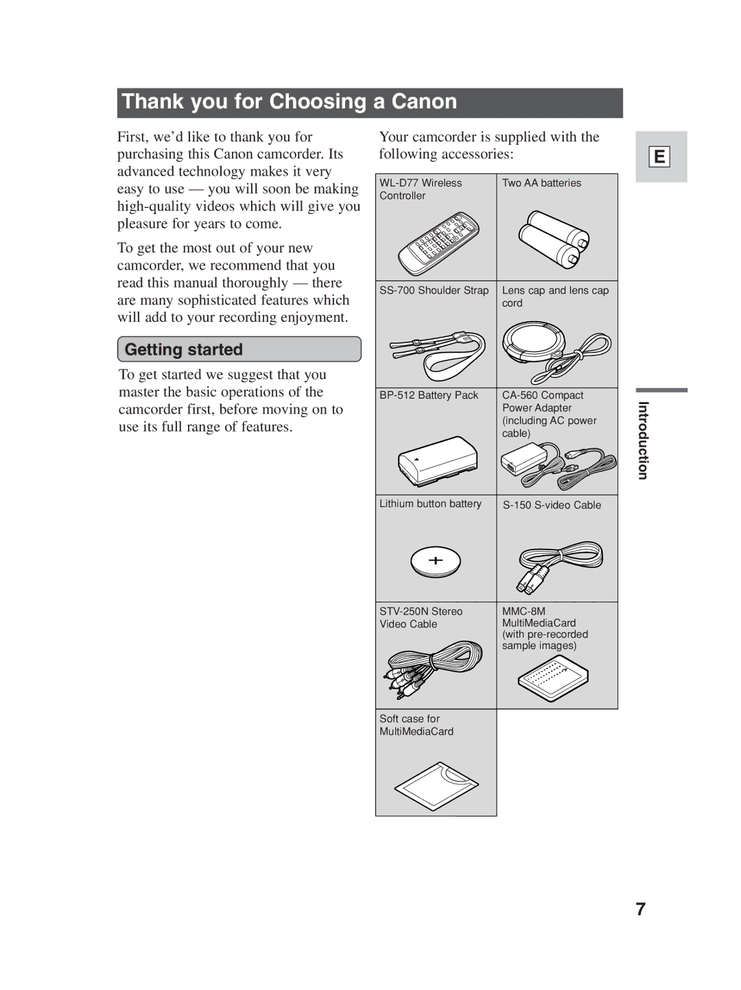 Canon ZR30MC instruction manual Thank you for Choosing a Canon, Getting started 