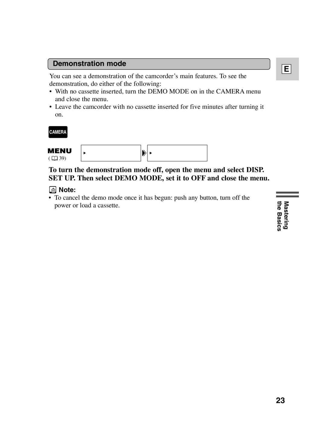 Canon ZR40 instruction manual Demonstration mode 