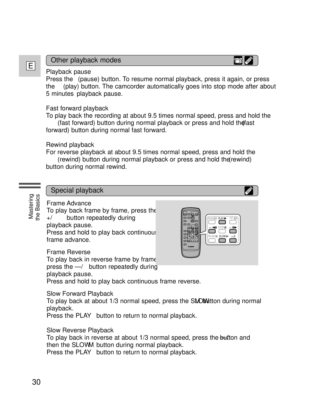 Canon ZR40 instruction manual Other playback modes, Special playback 