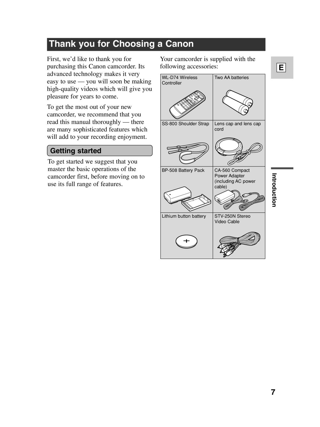 Canon ZR40 instruction manual Thank you for Choosing a Canon, Getting started 