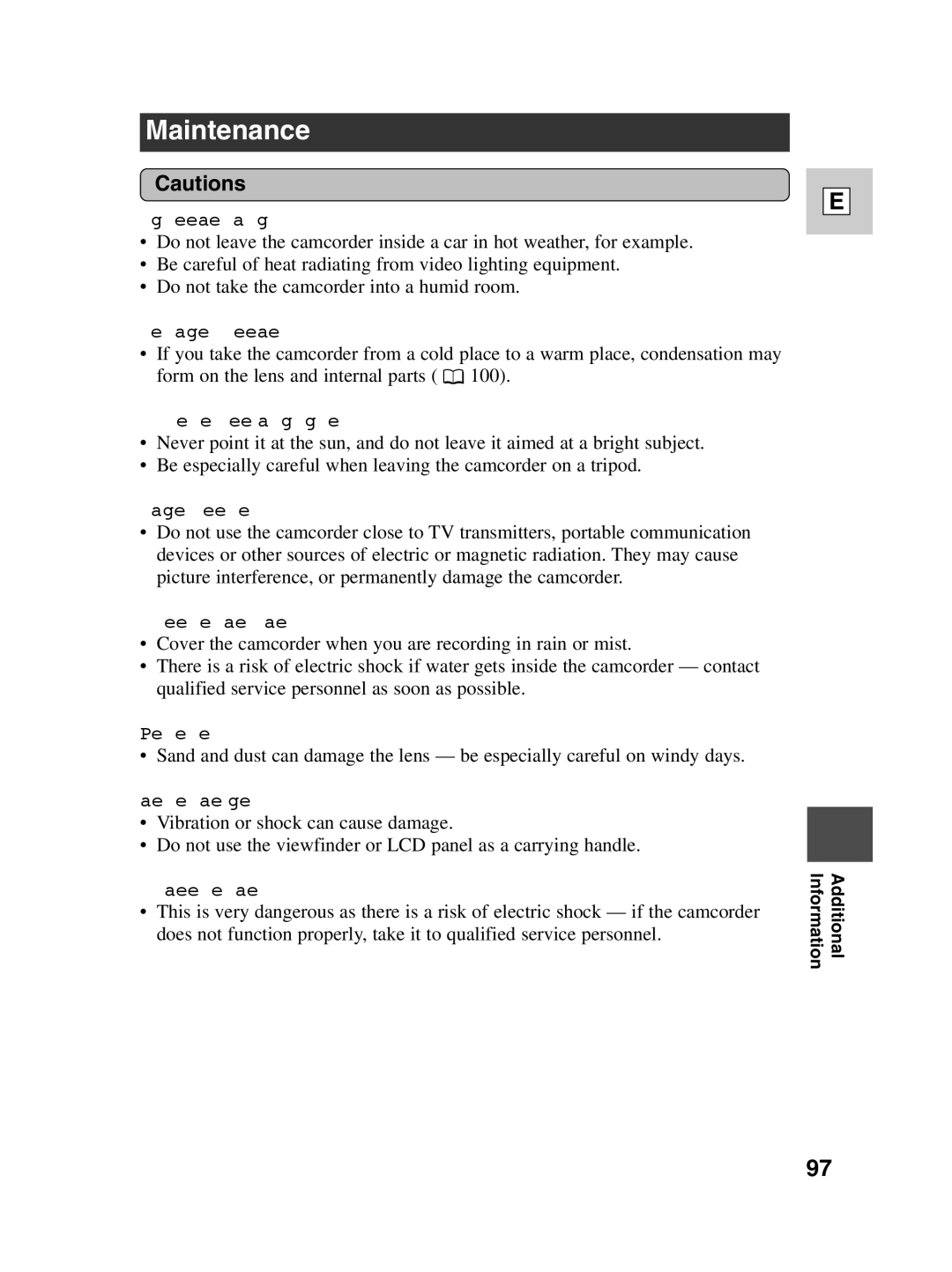 Canon ZR40 instruction manual Maintenance 