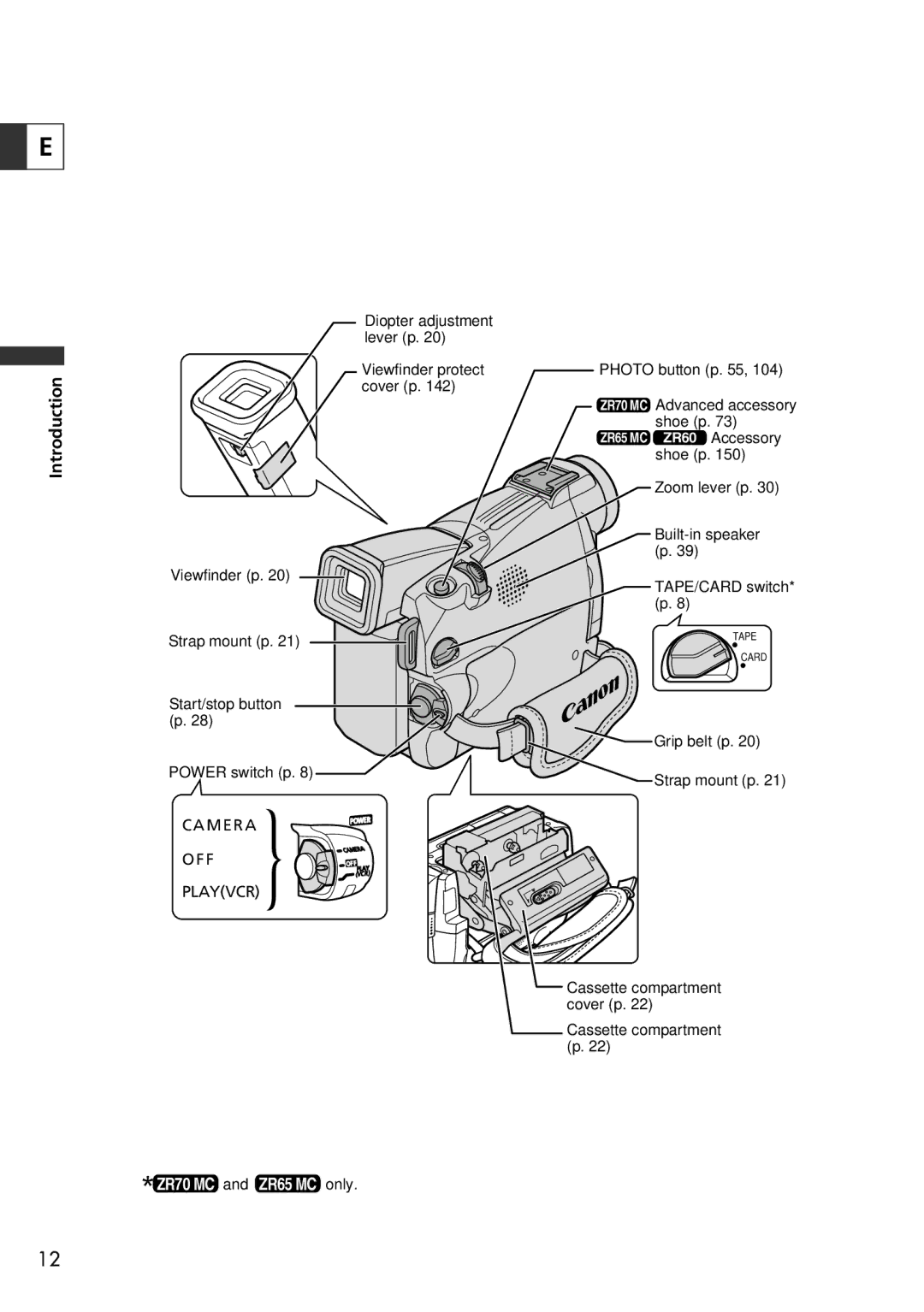 Canon ZR65 MC, ZR60, ZR70 MC instruction manual M E R a 