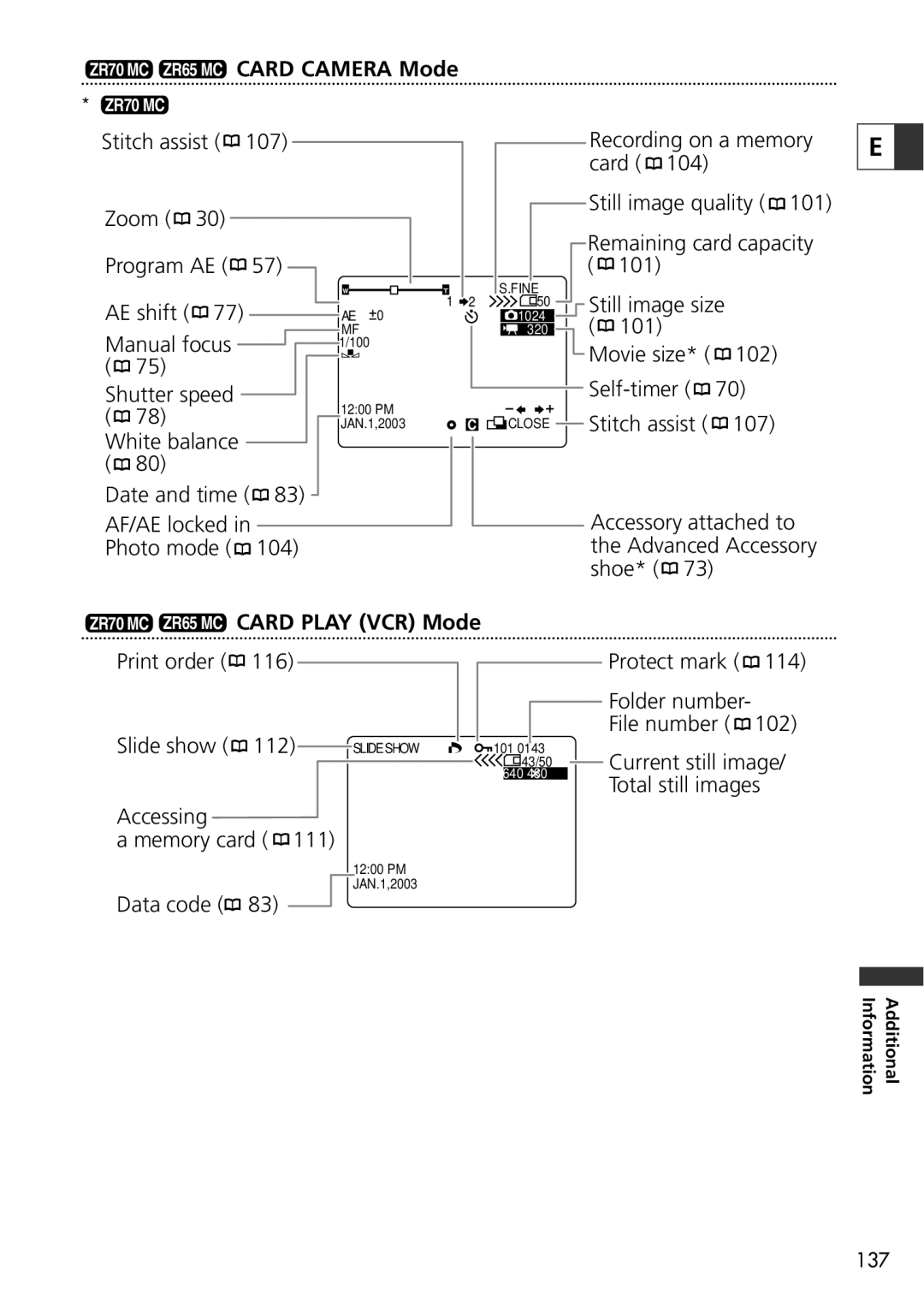 Canon ZR70 MC, ZR65 MC, ZR60 instruction manual Still image size 