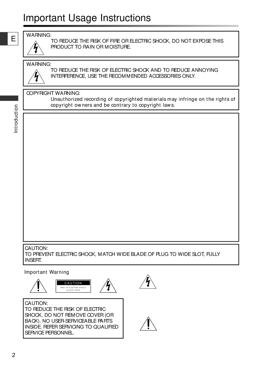 Canon ZR70 MC, ZR65 MC, ZR60 instruction manual Important Usage Instructions, Copyright Warning 