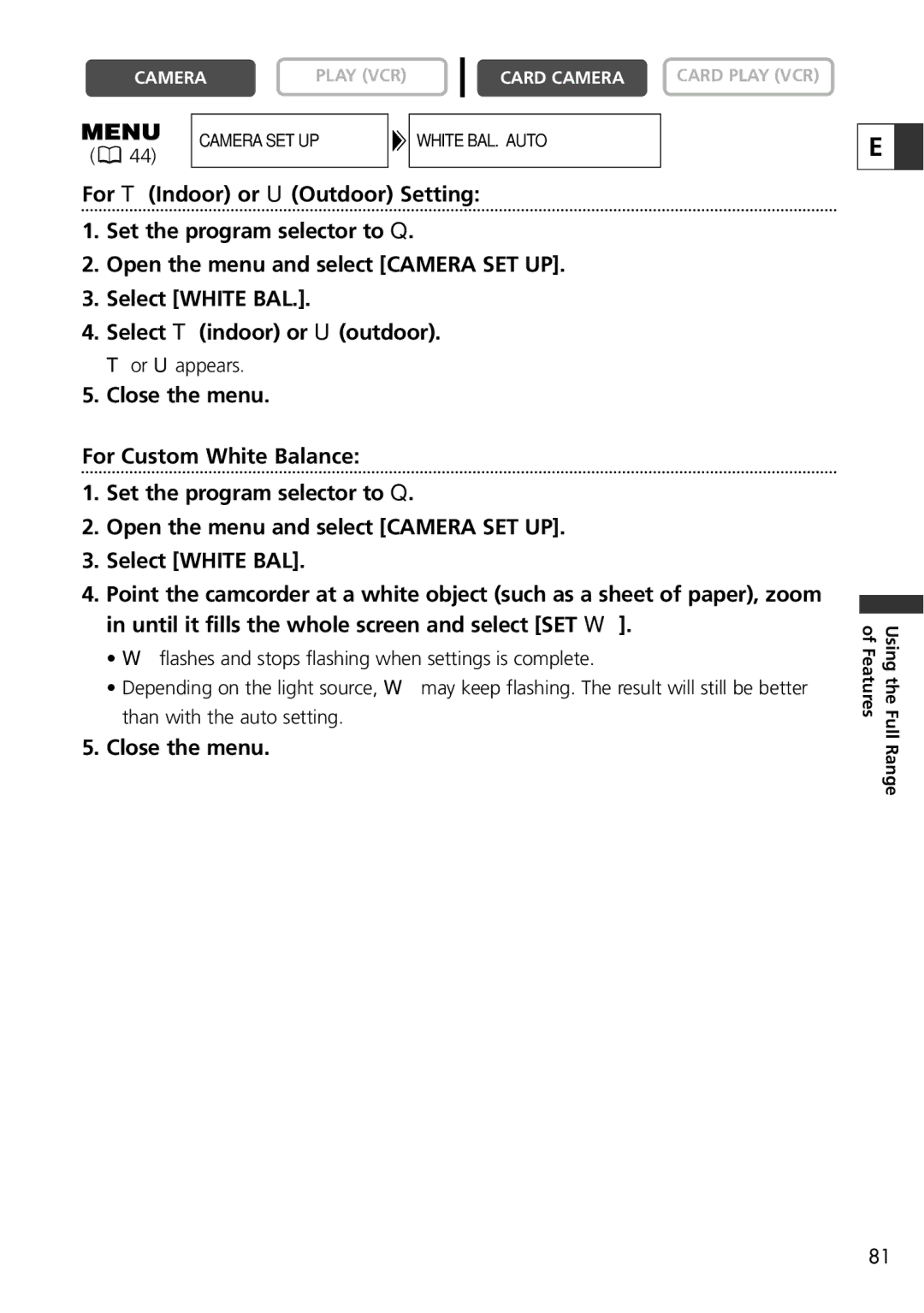 Canon ZR65 MC, ZR60, ZR70 MC instruction manual Or U appears 