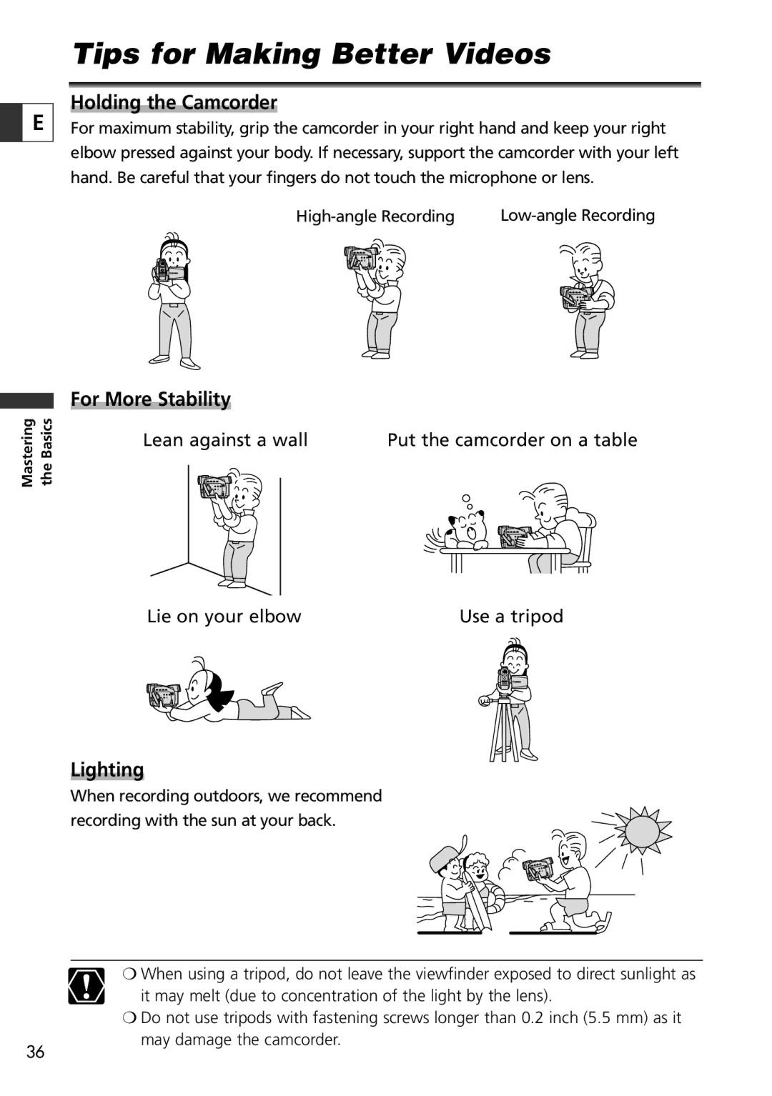 Canon ZR70 MC instruction manual Tips for Making Better Videos, Holding the Camcorder 