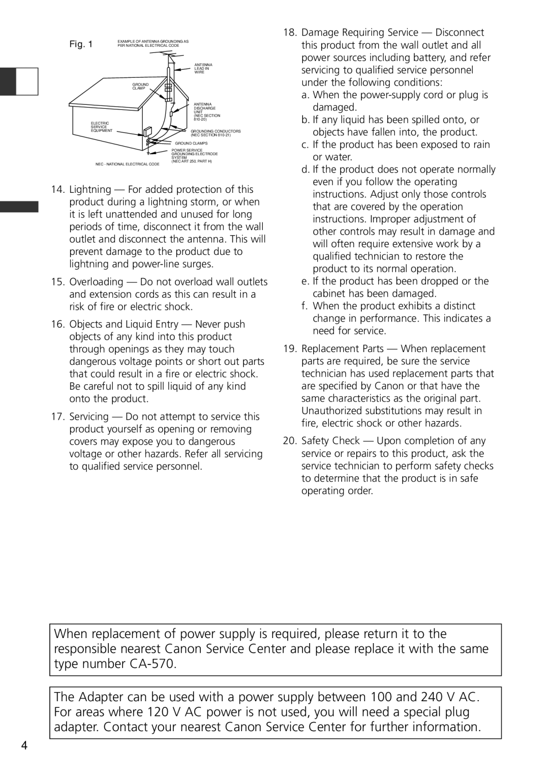 Canon ZR70 MC instruction manual Lightning For added protection of this 