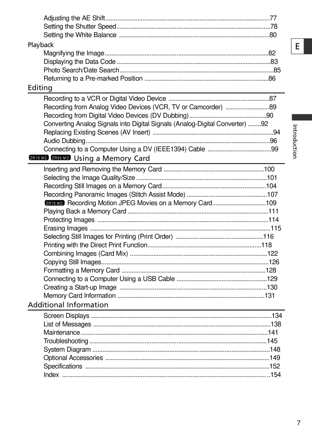 Canon instruction manual Editing, ZR70 MC ZR65 MC Using a Memory Card, Additional Information 