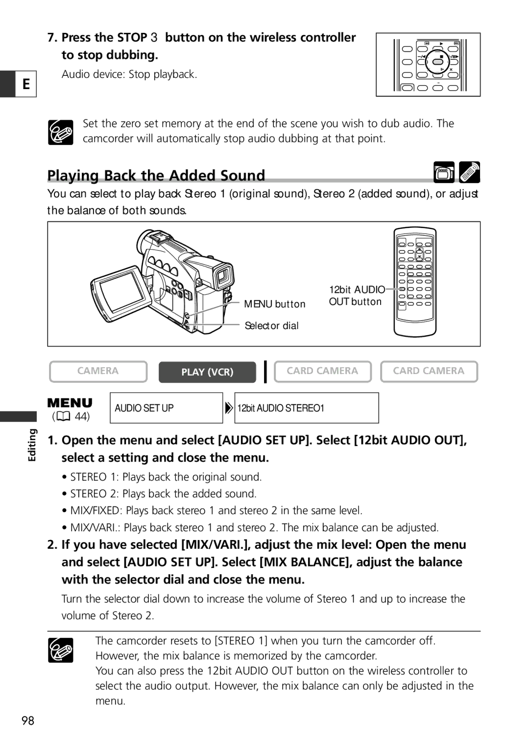 Canon ZR70 MC instruction manual Playing Back the Added Sound 